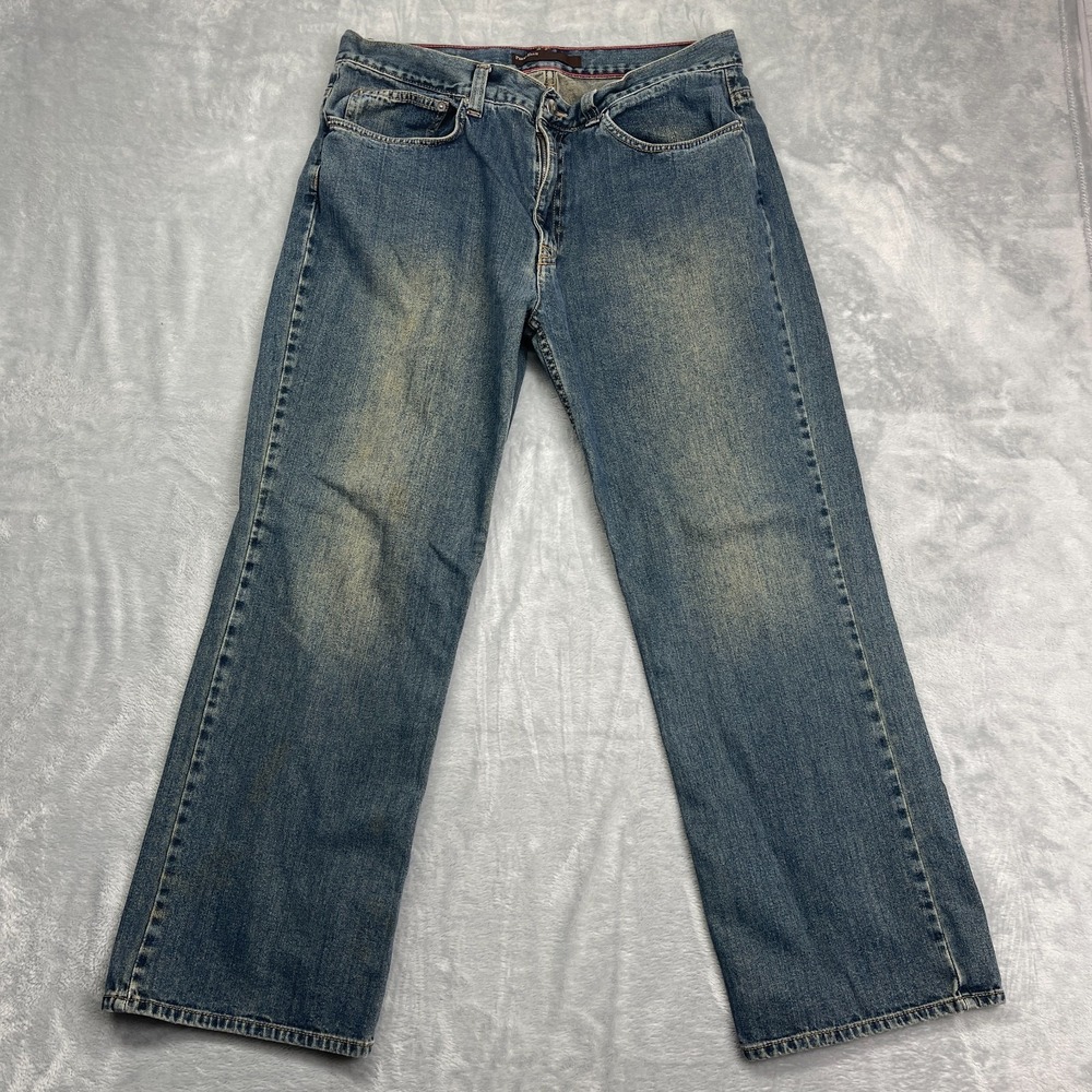 Vtg Perry Ellis Jeans Mens 36x30 Blue Denim Faded Straight Leg Grunge Streetwear